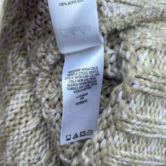 Cabelas Cable Knit Sweater Sz M Cream Cowl Neck Chunky Cozy Fisherman Career - Picture 12 of 13